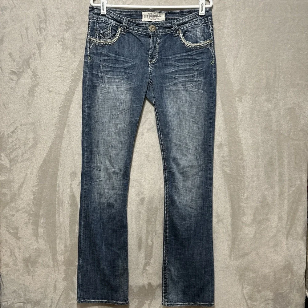 Hydraulic Premium Denim Jeans Women's‎ 10 Blue Slim Bootcut Low Rise Whiskering